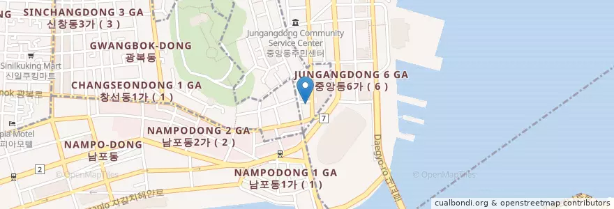 Mapa de ubicacion de 신한은행 en كوريا الجنوبية, بسان, 중구.