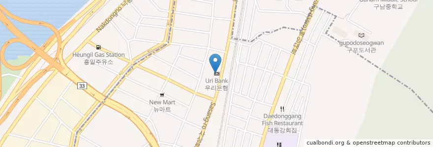 Mapa de ubicacion de 우리은행 en 大韓民国, 釜山, 沙上区, 毛羅洞.