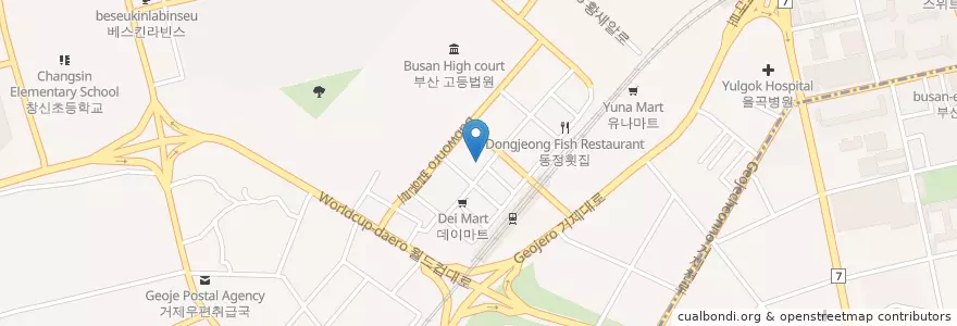 Mapa de ubicacion de 신한은행 en 韩国/南韓, 釜山, 蓮堤區, 거제동.