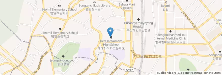 Mapa de ubicacion de 우리은행 en Güney Kore, Busan, 동구, 범일동.