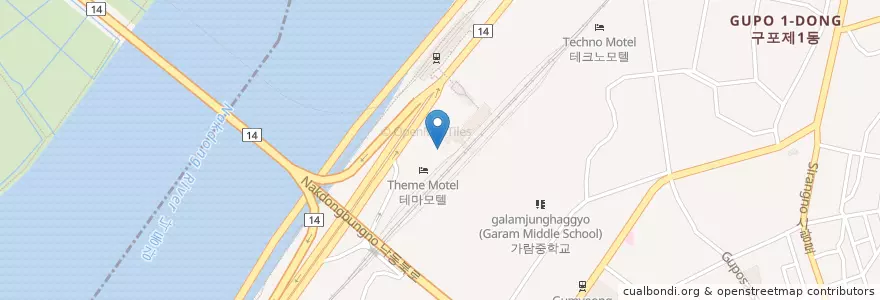 Mapa de ubicacion de 우리은행 en Corea Del Sur, Busan, 북구, 구포동.