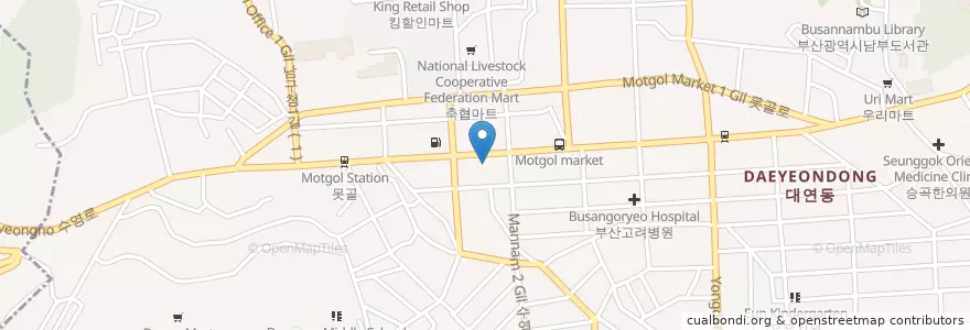 Mapa de ubicacion de 우리은행 en كوريا الجنوبية, بسان, 남구, 대연동.