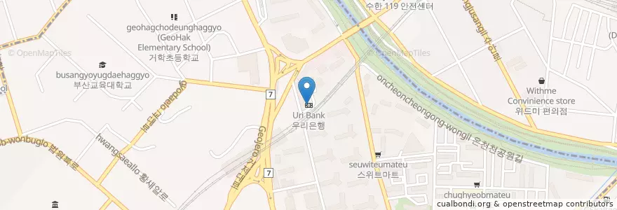 Mapa de ubicacion de 우리은행 en Corea Del Sud, Busan, 동래구, 거제동.