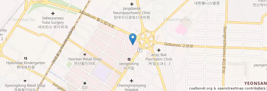 Mapa de ubicacion de 신한은행 en Республика Корея, Пусан, 연제구, 거제동, 연산동.