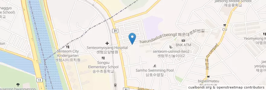 Mapa de ubicacion de SC제일은행 en 韩国/南韓, 釜山, 海雲臺區.