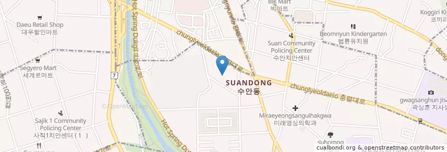Mapa de ubicacion de 한국씨티은행 en Südkorea, Busan, Dongnae-Gu, Sumin-Dong.