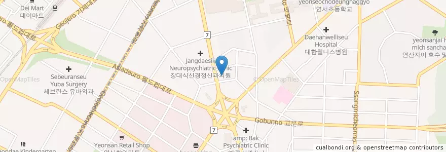 Mapa de ubicacion de 기업은행 연산점 en 韩国/南韓, 釜山, 蓮堤區, 거제동, 연산동.