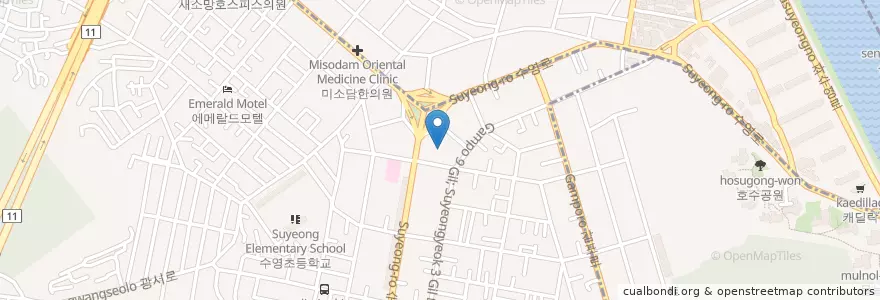 Mapa de ubicacion de 영남상호저축은행 en Korea Selatan, 부산, 수영구, 광안동.