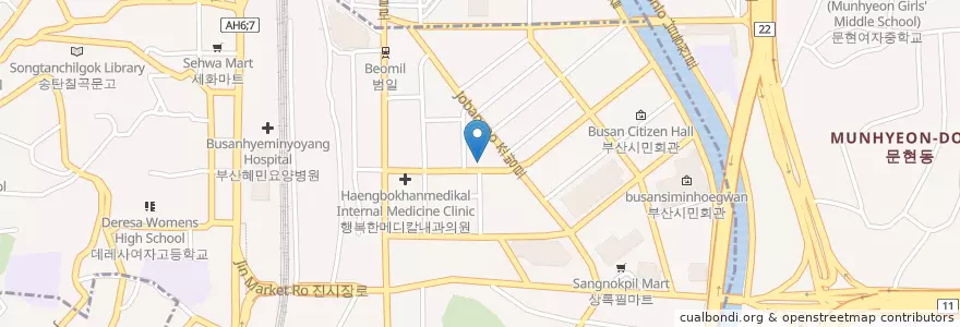 Mapa de ubicacion de 양풍상호저축은행 en Corea Del Sud, Busan, 동구, 범일동.