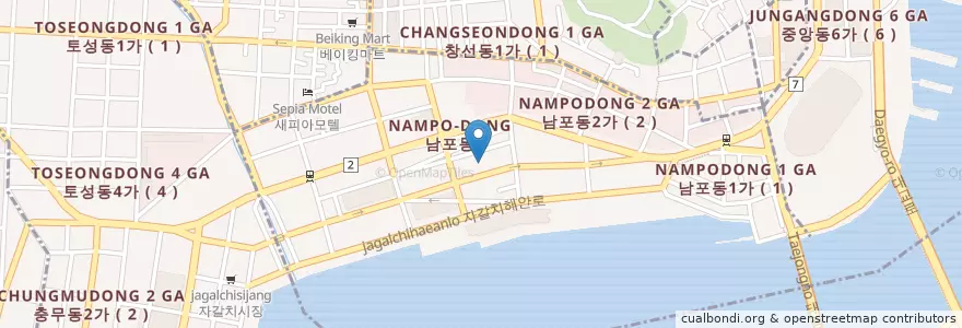 Mapa de ubicacion de 부산솔로몬상호저축은행 en Güney Kore, Busan, 남포동.