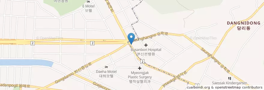 Mapa de ubicacion de 부산솔로몬상호저축은행 en 大韓民国, 釜山, 沙下区.
