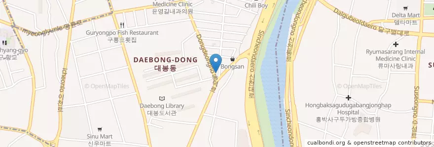 Mapa de ubicacion de Uri Bank en South Korea, Daegu, Jung-Gu, Daebong-Dong.