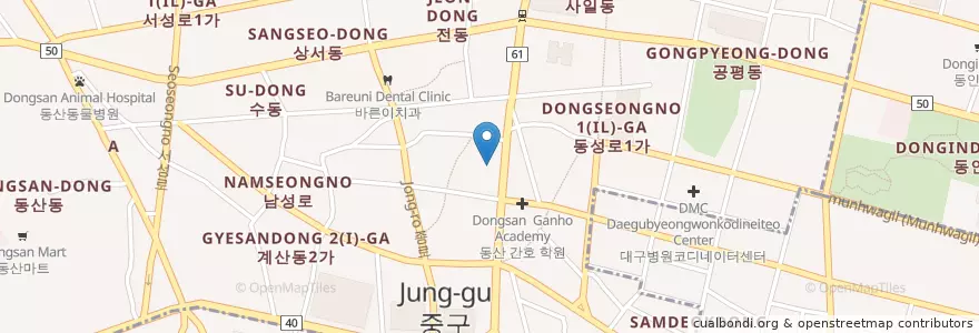 Mapa de ubicacion de Gungmin Bank en South Korea, Daegu, Jung-Gu, Seongnae-Dong.