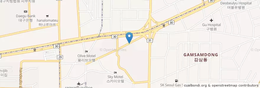 Mapa de ubicacion de 하나은행 en 대한민국, 대구, 달서구, 감삼동.