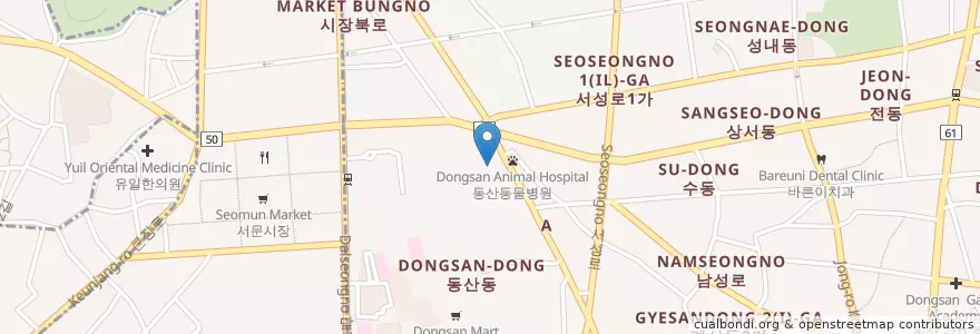Mapa de ubicacion de 우리은행 en Corea Del Sud, Daegu, 중구, 성내동.