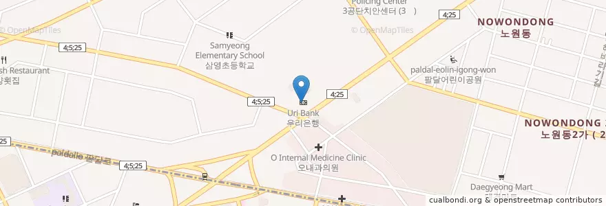 Mapa de ubicacion de 우리은행 en 대한민국, 대구, 북구, 노원동.