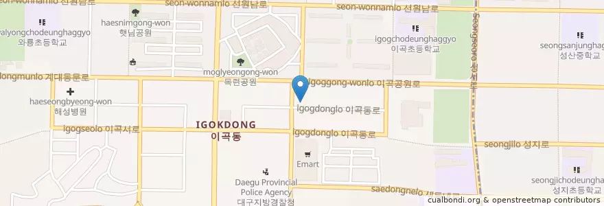Mapa de ubicacion de 한국씨티은행 en 대한민국, 대구, 달서구, 이곡동.