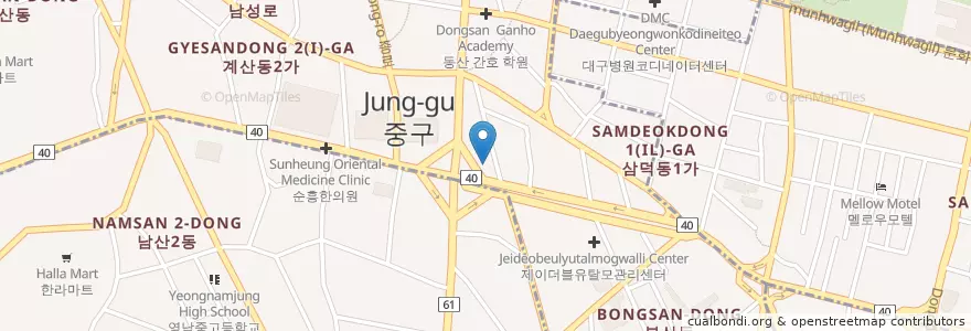 Mapa de ubicacion de 씨티은행 en 대한민국, 대구, 중구, 성내동.