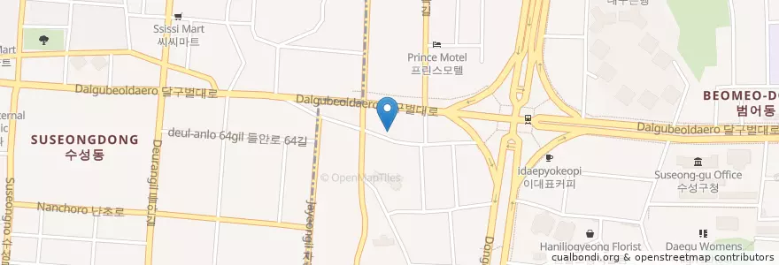 Mapa de ubicacion de 대백상호저축은행 en 대한민국, 대구, 수성구, 범어동.