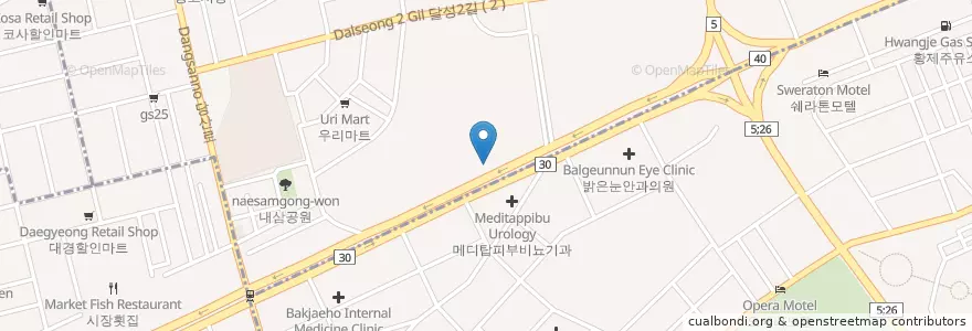 Mapa de ubicacion de 유니온상호저축은행 en 韩国/南韓, 大邱, 西區, 達西區.