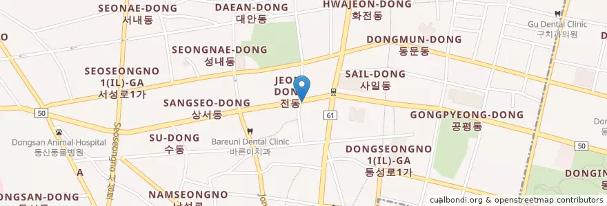 Mapa de ubicacion de 유니온상호저축은행 en 韩国/南韓, 大邱, 中區, 성내동.