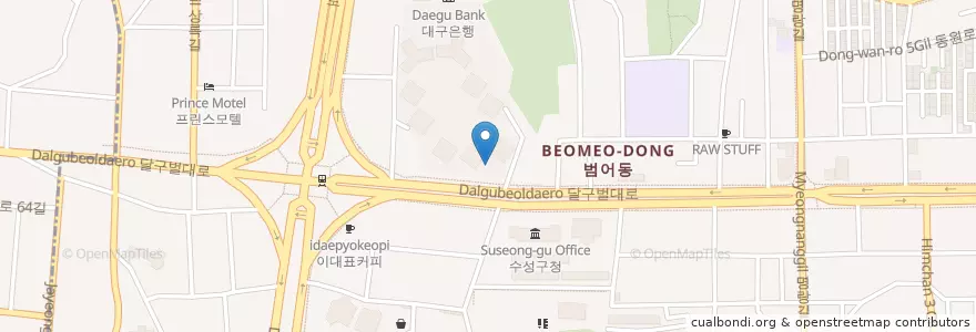 Mapa de ubicacion de 대구은행 en كوريا الجنوبية, ديغو, 수성구, 범어동.