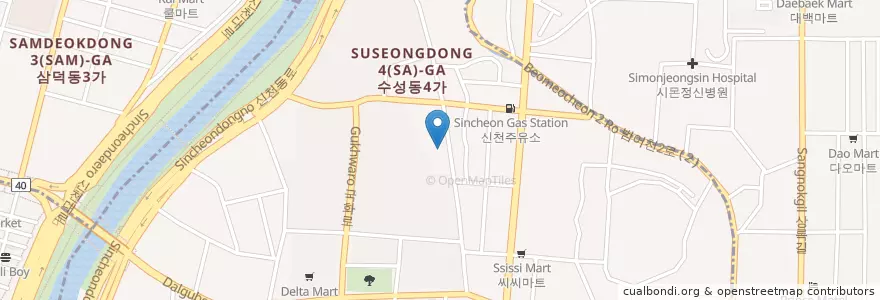 Mapa de ubicacion de 대구은행 en 대한민국, 대구, 수성동.