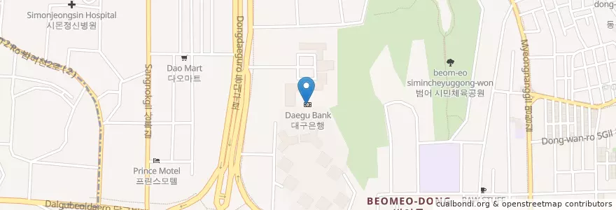 Mapa de ubicacion de 대구은행 en 韩国/南韓, 大邱, 壽城區, 범어동.