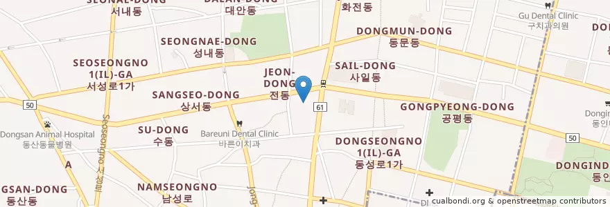 Mapa de ubicacion de 취업정보은행 en Südkorea, Daegu, Jung-Gu, Seongnae-Dong.