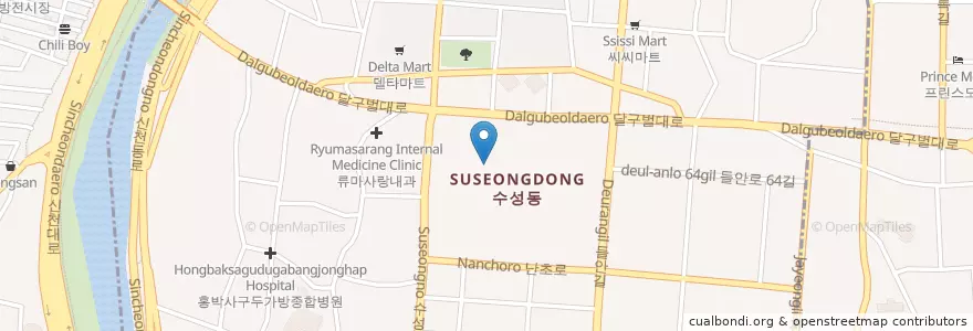 Mapa de ubicacion de 삼성에버랜드대구은행 en 大韓民国, 大邱, 수성동.