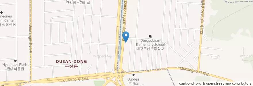 Mapa de ubicacion de 하나결혼정보은행 en کره جنوبی, دائجو, 수성구, 두산동.
