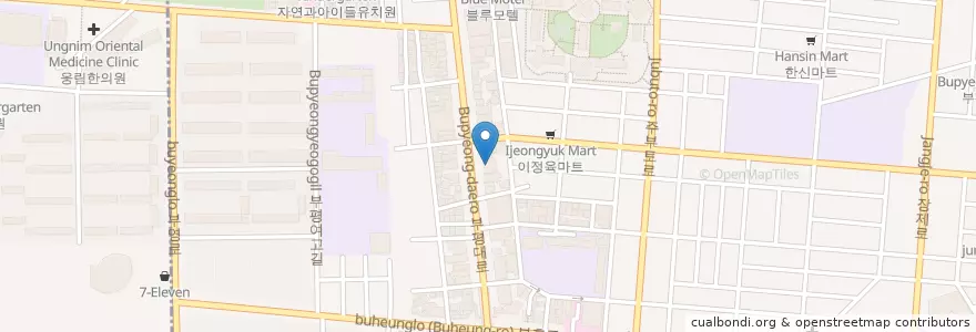 Mapa de ubicacion de 한서상호저축은행 en 大韓民国, 仁川広域市, 富平区, 부평동.