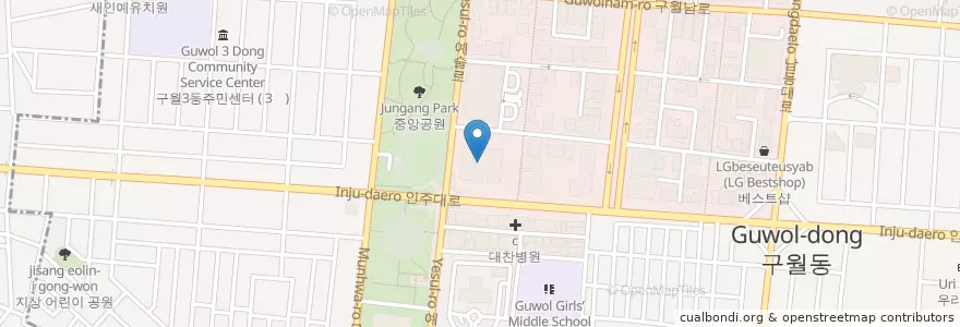 Mapa de ubicacion de 한국수출입은행 en 韩国/南韓, 仁川廣域市, 南洞區, 구월동.