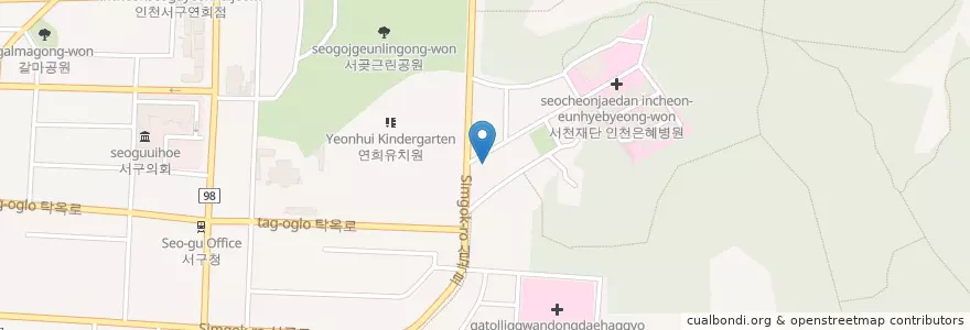 Mapa de ubicacion de 세탁은행 en Corea Del Sud, 인천, 서구, 연희동.
