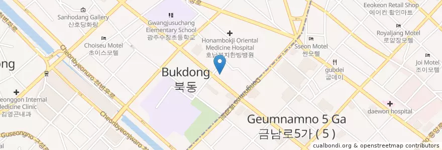 Mapa de ubicacion de 신한은행 en کره جنوبی, جئولانام-دو, گوانگجو, 북구.