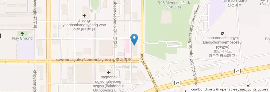 Mapa de ubicacion de 광주은행 en Республика Корея, Чолла-Намдо, Кванджу, 서구.
