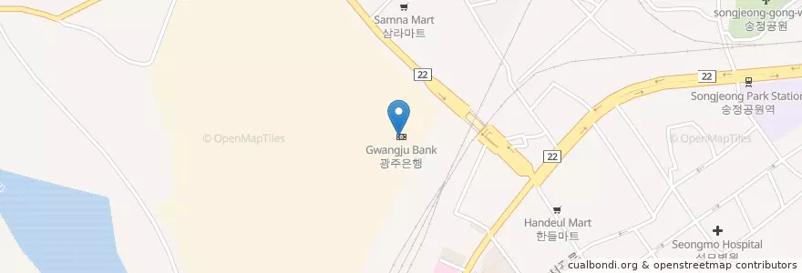 Mapa de ubicacion de 광주은행 en Coreia Do Sul, Jeolla Do Sul, Gwangju, 광산구.