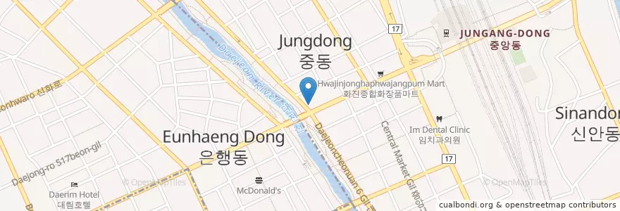 Mapa de ubicacion de 우리은행 en 대한민국, 대전, 동구, 중앙동.