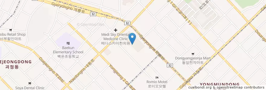 Mapa de ubicacion de 신한은행 en 大韓民国, 大田, 西区, 괴정동, 탄방동.