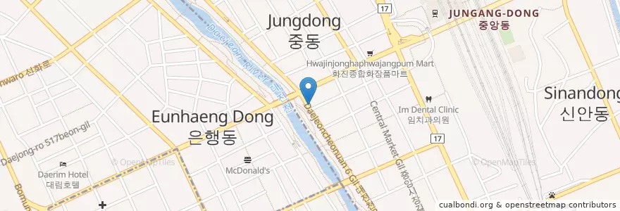 Mapa de ubicacion de SC제일은행 en کره جنوبی, دائجونگ, 동구, 중앙동.