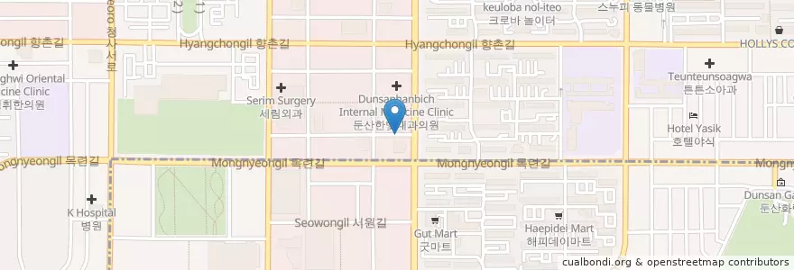 Mapa de ubicacion de 대전상호저축은행 en 대한민국, 대전, 서구, 둔산동.