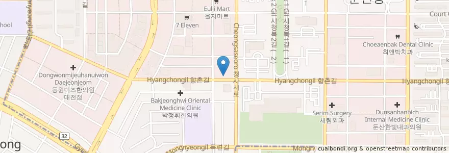 Mapa de ubicacion de 전북은행 en Coreia Do Sul, Daejeon, 서구, 둔산동.