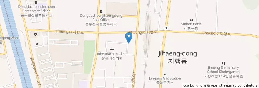 Mapa de ubicacion de 중소기업은행 en 大韓民国, 京畿道, 東豆川市.