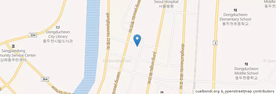 Mapa de ubicacion de 경기상호저축은행 en 대한민국, 경기도, 동두천시.