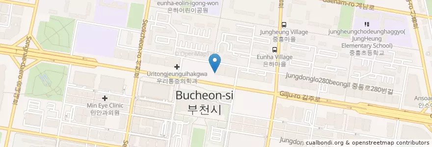 Mapa de ubicacion de 한국씨티은행 en Coreia Do Sul, Gyeonggi, 부천시.