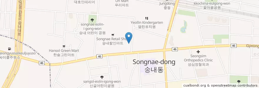 Mapa de ubicacion de 부동산은행 en كوريا الجنوبية, 경기도, 부천시.