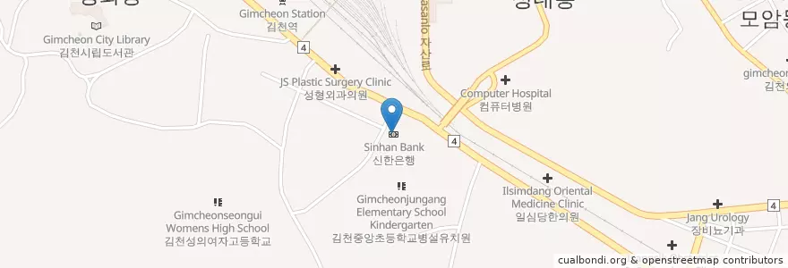 Mapa de ubicacion de 신한은행 en Coreia Do Sul, Gyeongsang Do Norte, 김천시.