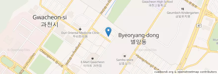 Mapa de ubicacion de 우리은행 en 대한민국, 경기도, 과천시.