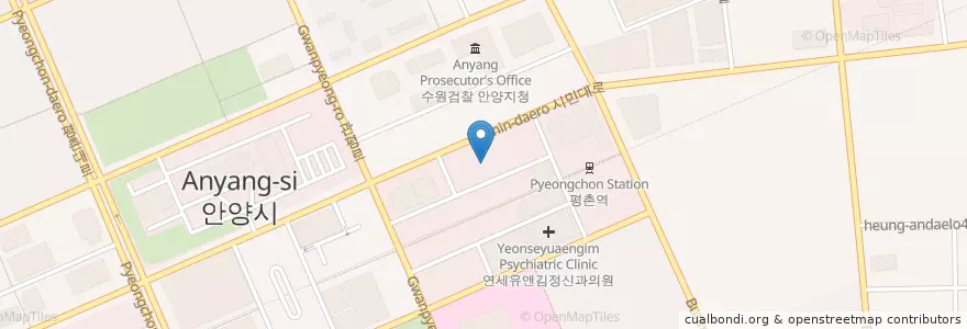 Mapa de ubicacion de 안양상호저축은행 en کره جنوبی, گیونگی-دو, 안양시, 동안구.