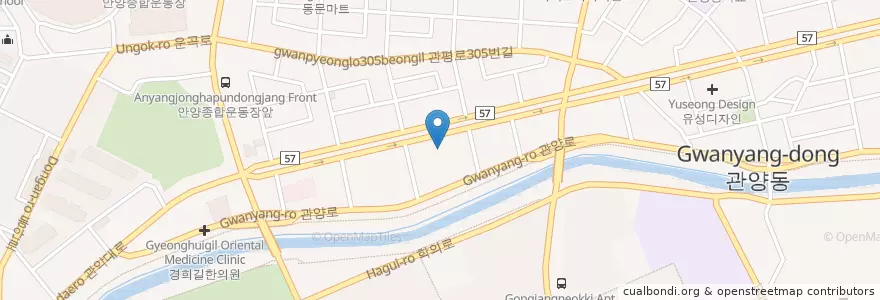 Mapa de ubicacion de (사단)마음은행 en کره جنوبی, گیونگی-دو, 안양시, 동안구, 관양동, 비산동.